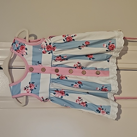 Linen pink cheeky plum shorties bummies & floral dress 12-18m - Picture 6 of 10